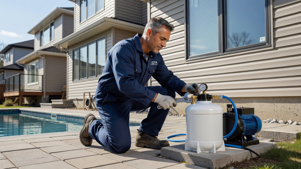 Pool equipment inspection and HVAC repair in Toronto semi-detached home
