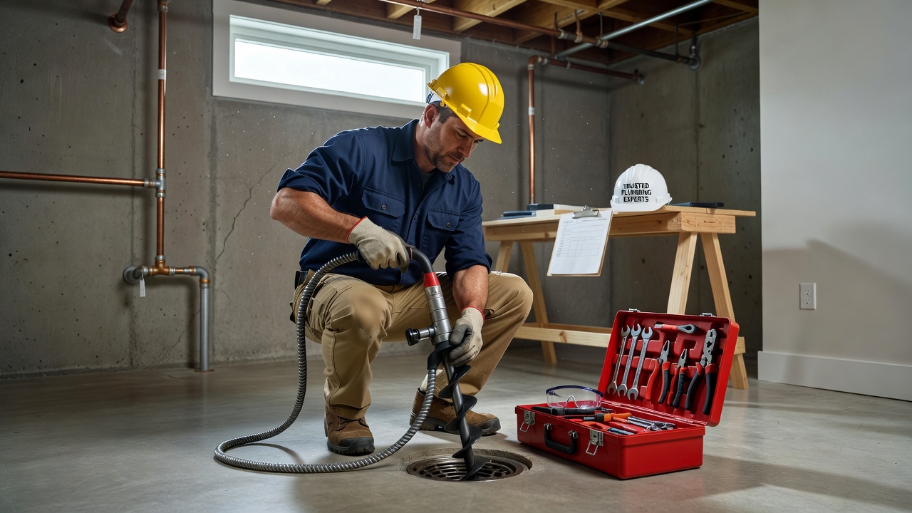 Trusted plumber performing drain cleaning in a Toronto semi-detached home