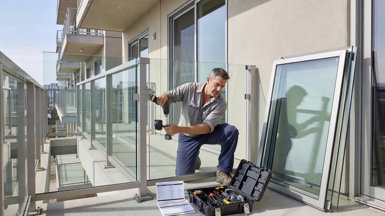 Condo balcony with safety glass railings in Markham home improvement