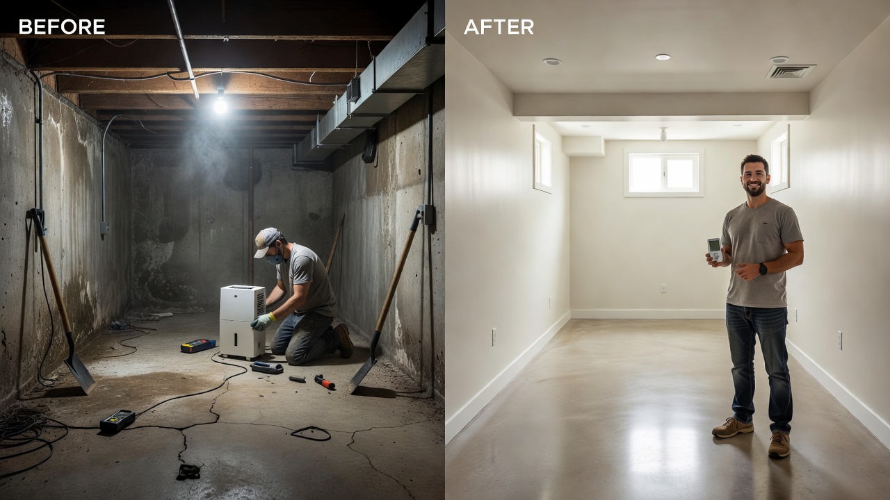 Basement summer renovation improving air quality in a GTA detached house