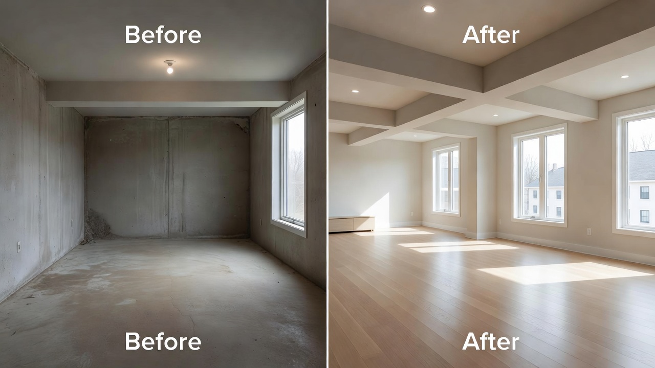 After basement renovation with improved air quality and humidity control in GTA home