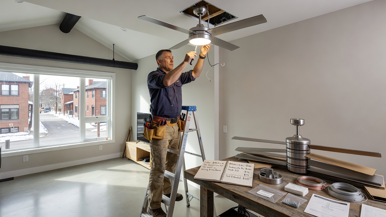 Energy-efficient ceiling fan installation in a Toronto semi-detached home