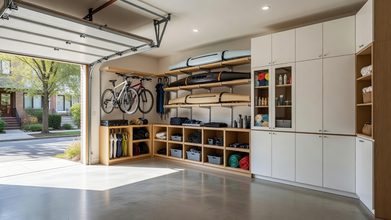 After photo showing custom carpentry storage in GTA townhouse garage