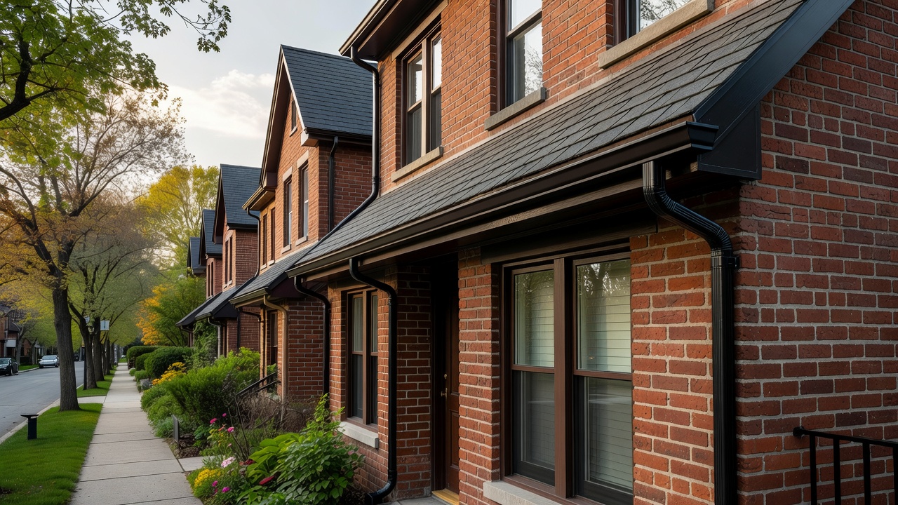 Gutter repair work on a Greater Toronto Area townhouse
