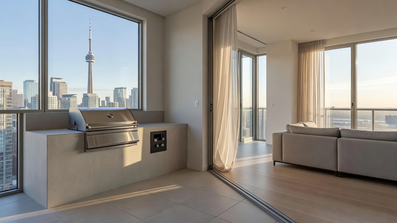 Fire safety inspection for BBQ gas line installation on GTA balcony