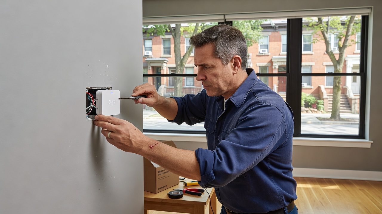 Smart thermostat installation in a Toronto townhouse