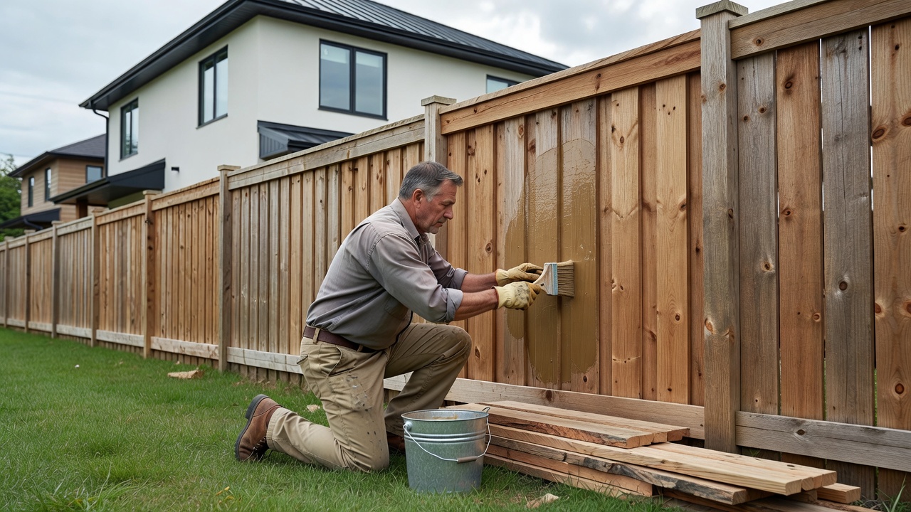 Exterior wooden fence maintenance with Etobicoke exterior painting service