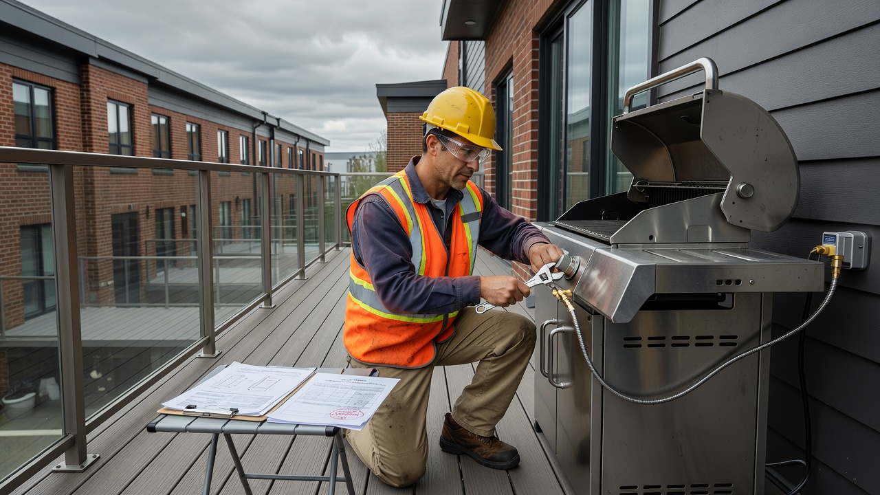 Gas BBQ connection upgrade on townhouse deck in GTA