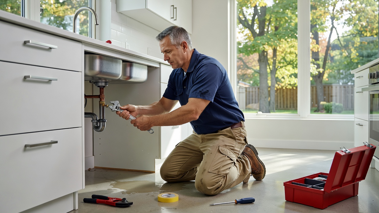 Toronto plumber fixing summer plumbing leaks in a detached home