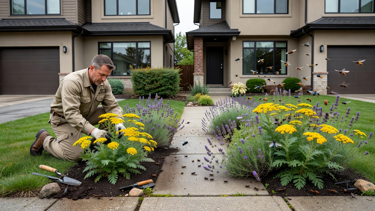 Pest-repellent plants in semi-detached front yard home maintenance Toronto