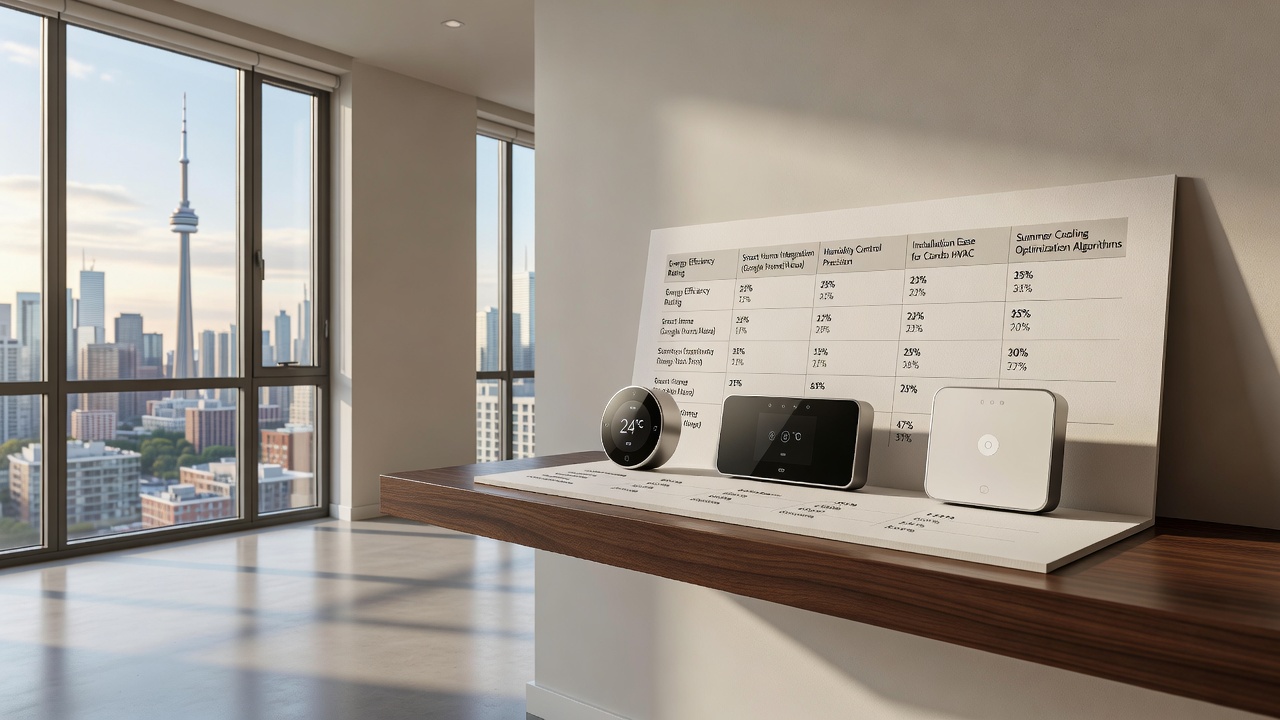 Feature comparison of smart thermostats for condo HVAC in Toronto
