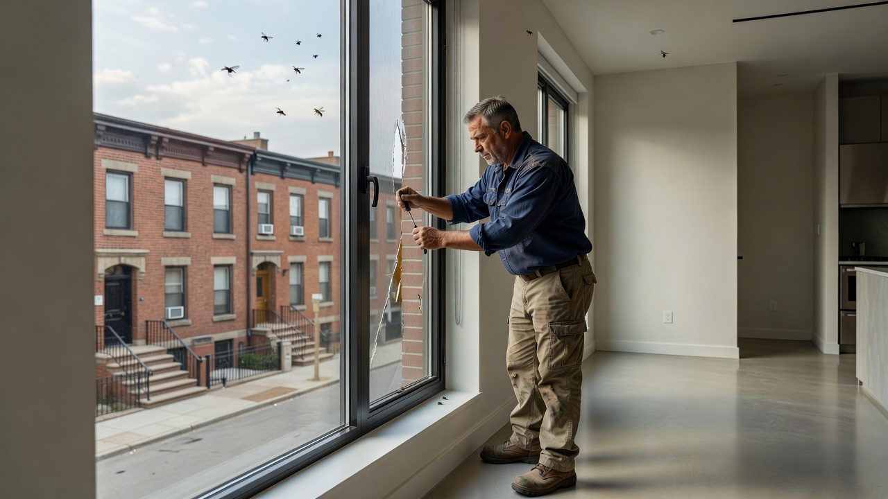 Window screen maintenance on a GTA townhouse window