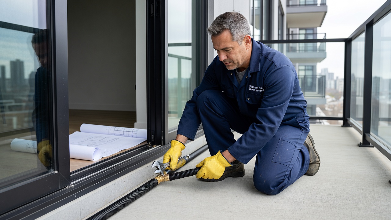 Richmond Hill plumber installing BBQ gas line on condo balcony