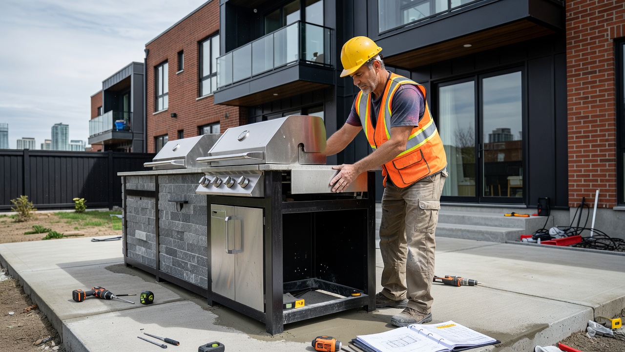 Outdoor kitchen installation in a Toronto townhouse home improvement