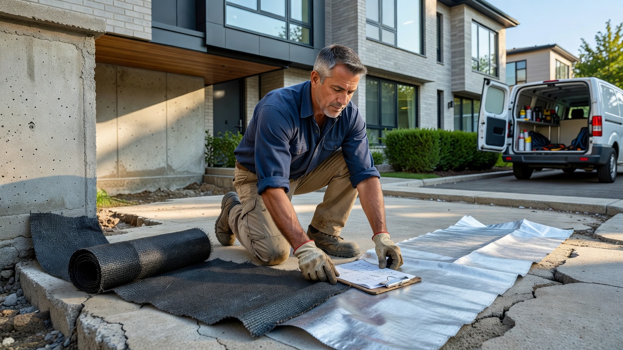 Pest control barrier materials preventing ant infestations on townhouse foundation in GTA