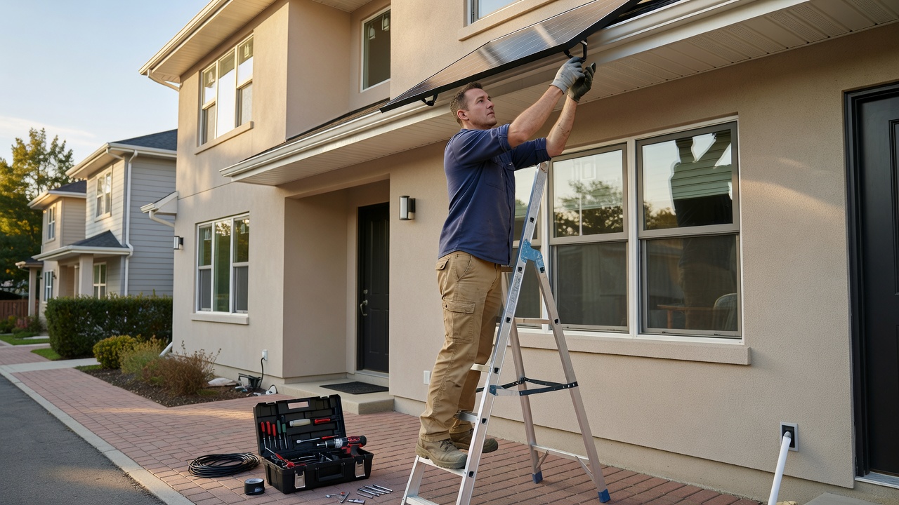 Solar-powered outdoor lighting installed by electrician in Toronto