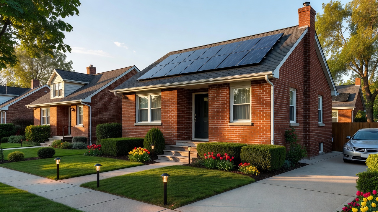 Energy-efficient solar outdoor lighting for semi-detached homes