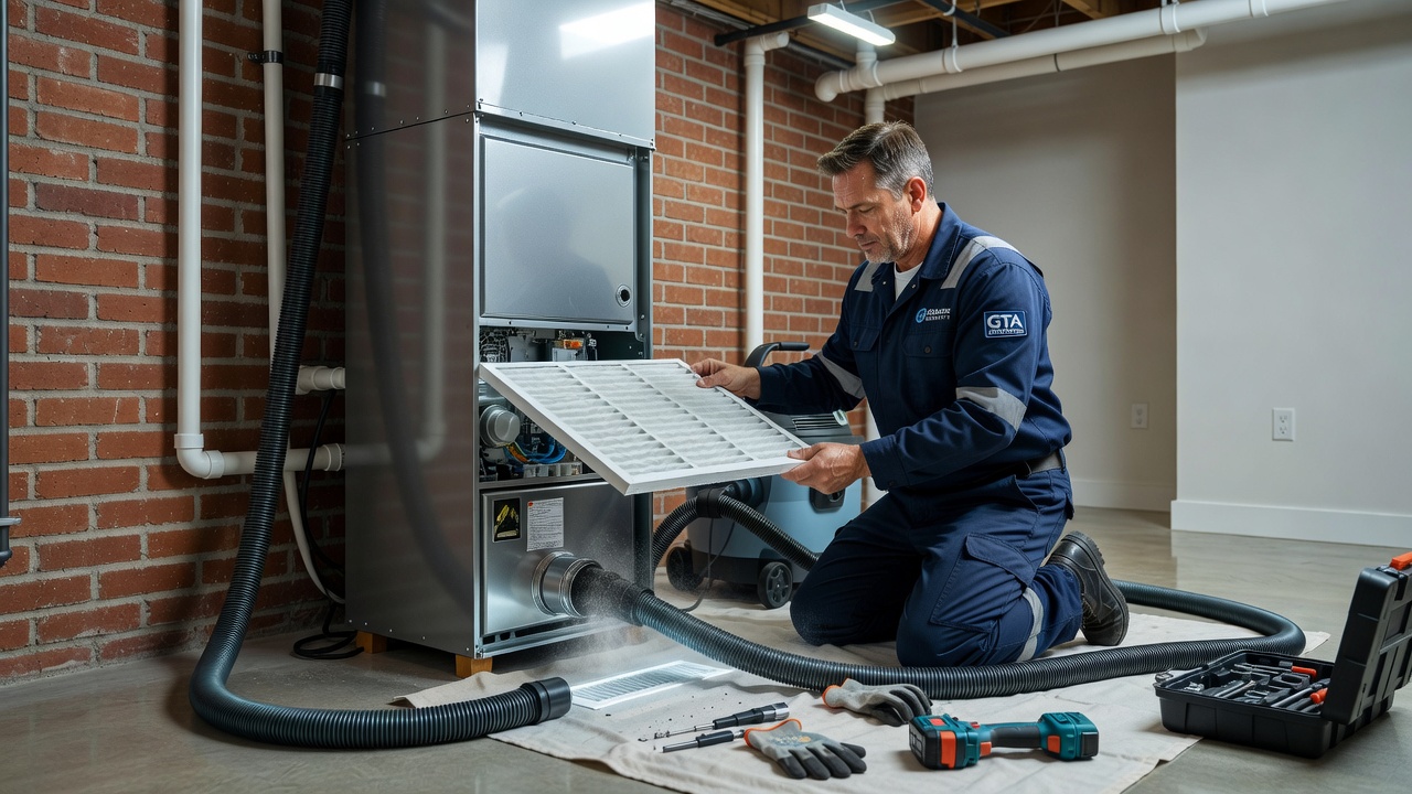HVAC filter upgrade and duct cleaning in a GTA semi-detached home