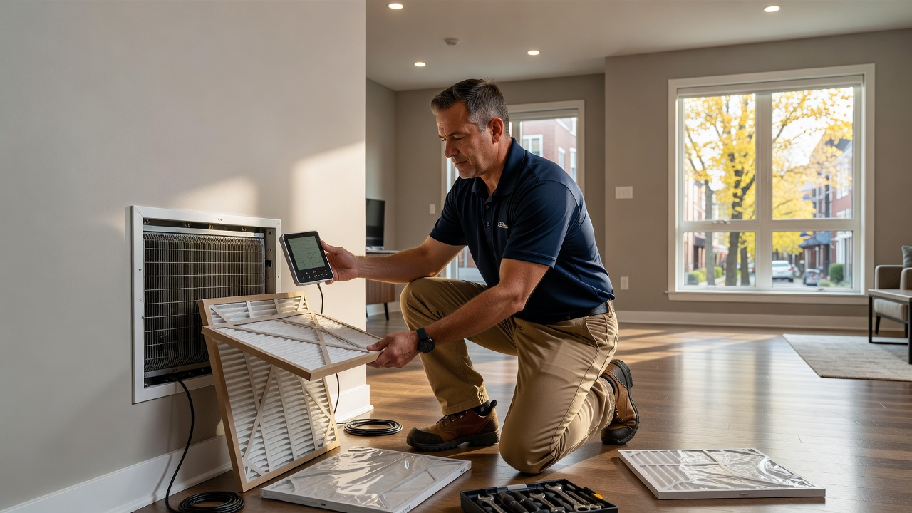 Baseline air quality testing and HVAC filter upgrades in Toronto townhouse