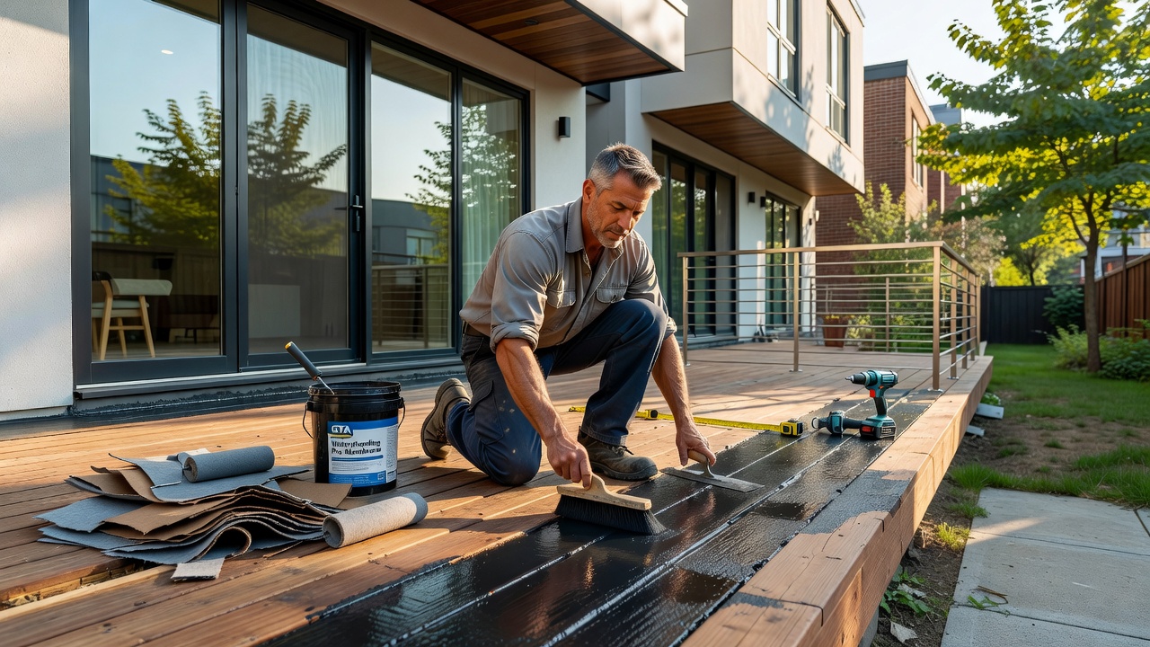 GTA townhouse deck waterproofing with painting service in Toronto