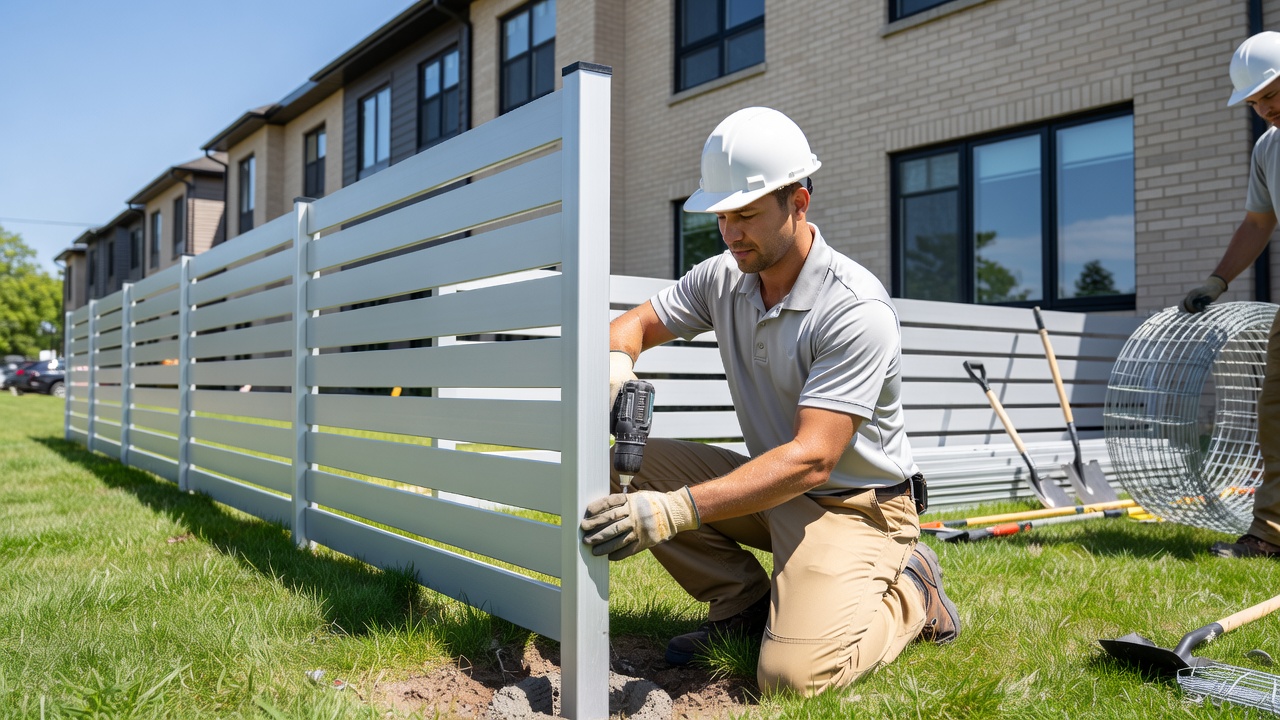 Fence installation and repair contractor working in Vaughan townhouse summer project