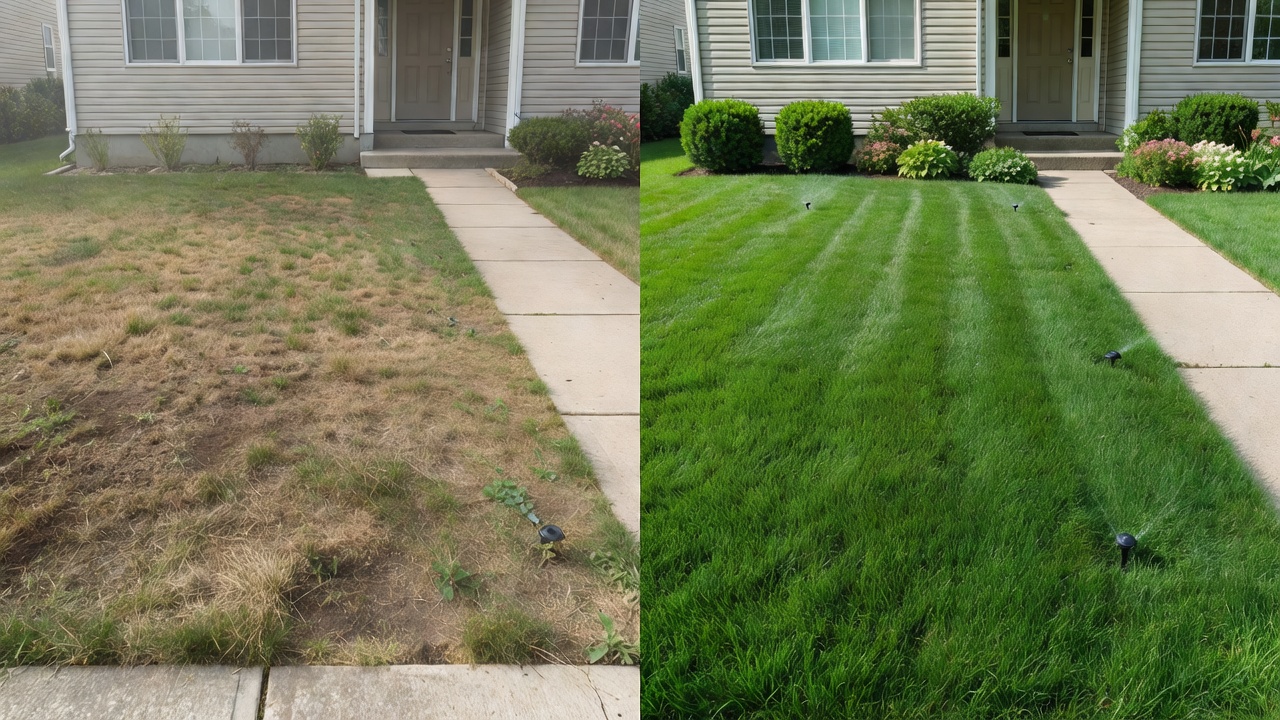 After lush summer lawn with automated sprinkler system in Vaughan