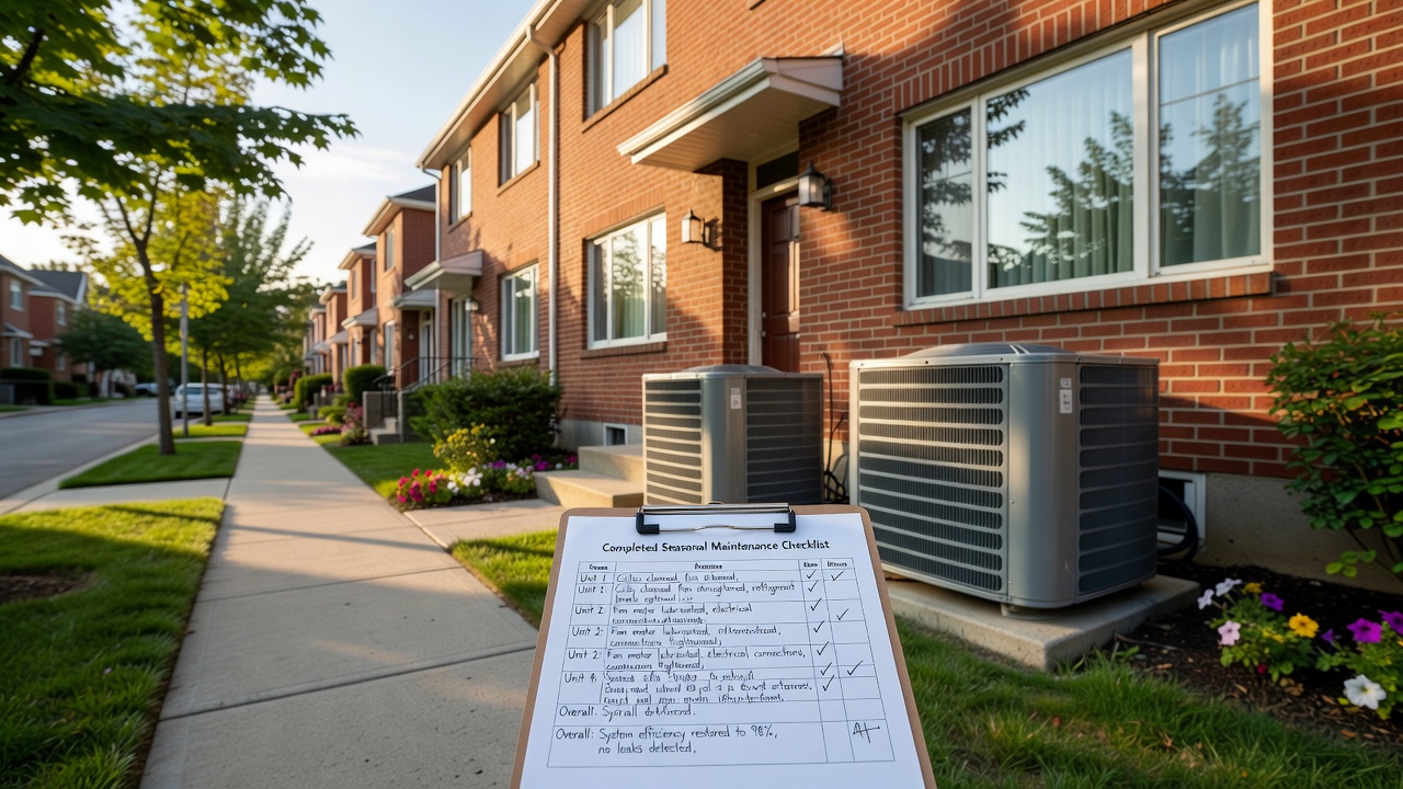 Clean air conditioner condenser coils during summer maintenance in GTA