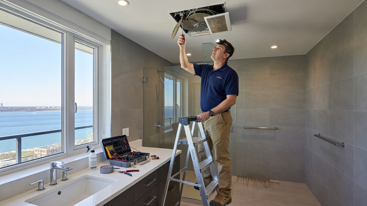Bathroom ventilation system in a condo with Oakville HVAC repair services