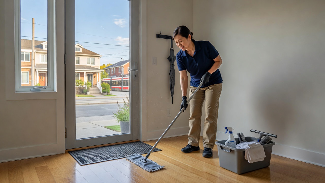Deep cleaning entryway in Toronto for summer storms