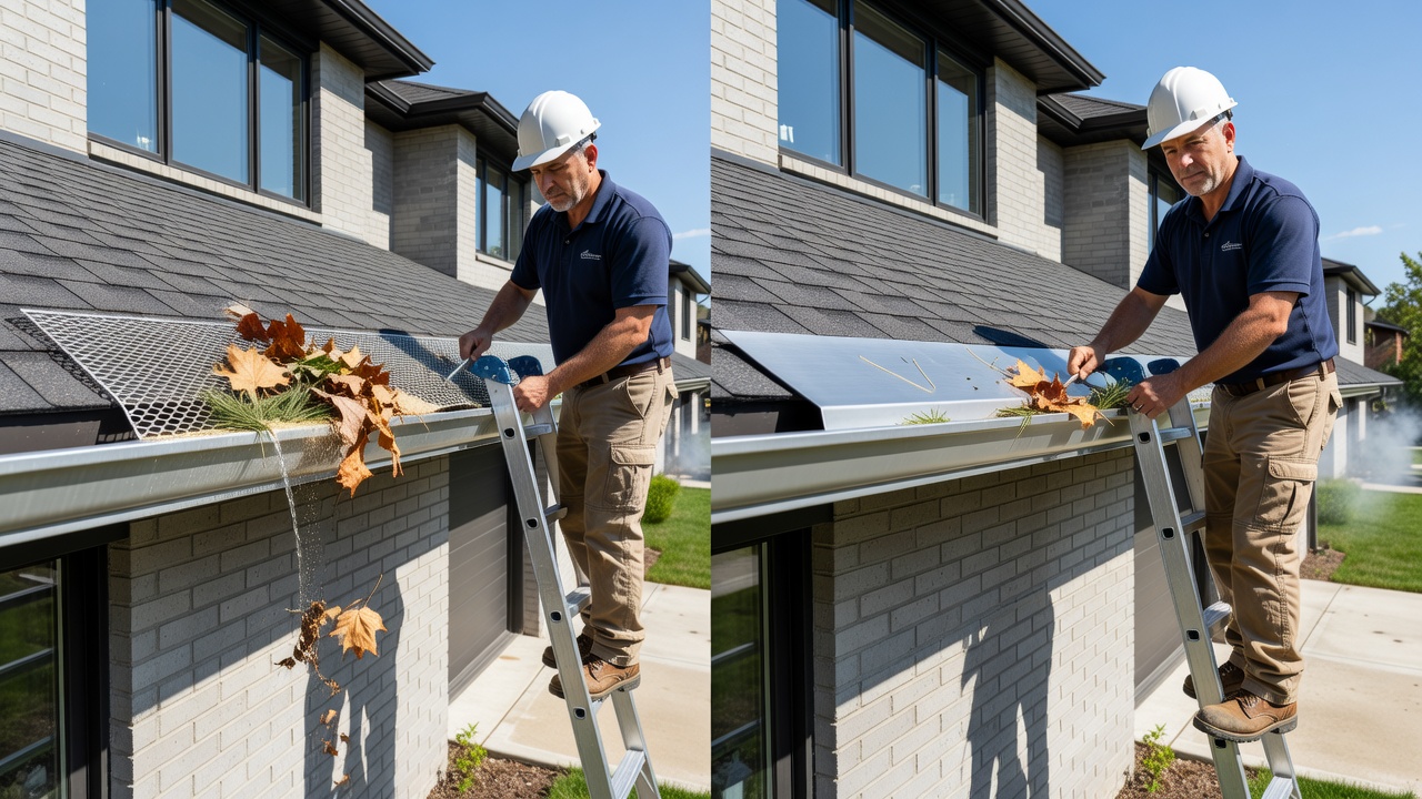Gutter guards installed on a detached home in Toronto for home maintenance