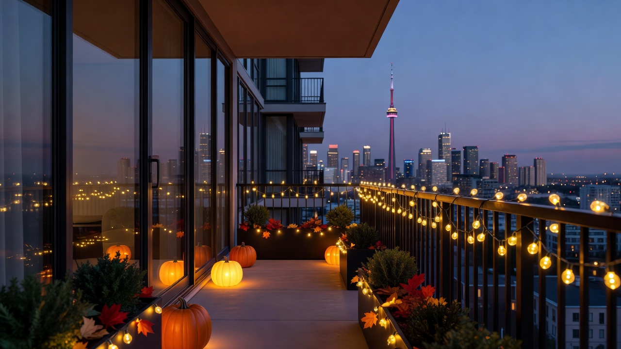 Halloween decorations in a Toronto patio