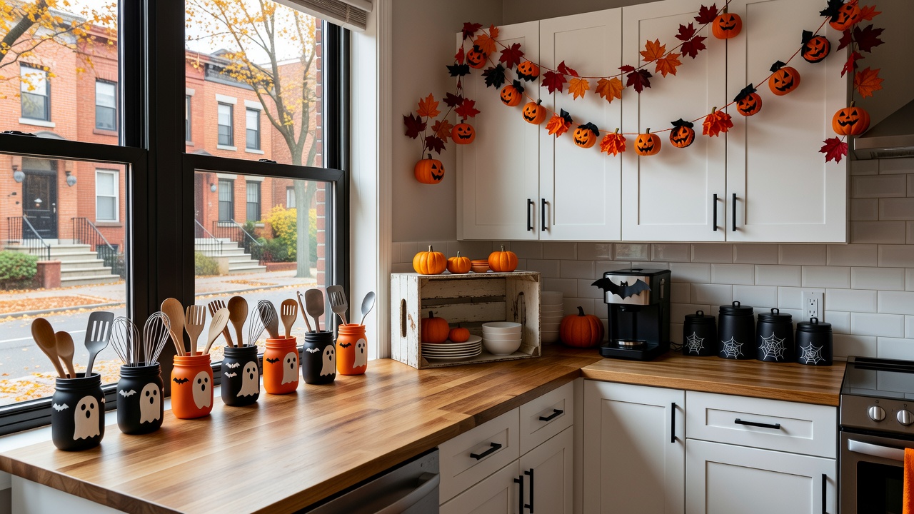 Halloween-themed Toronto kitchen remodel with spooky accents