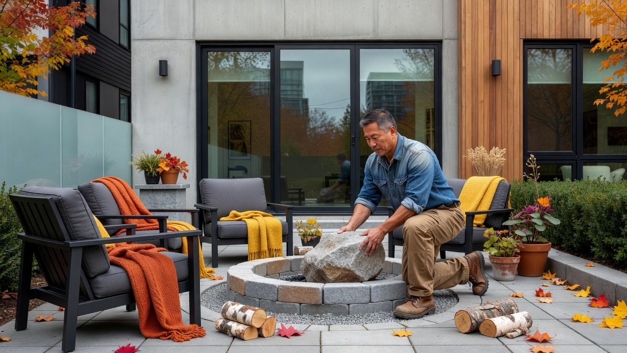 Outdoor Thanksgiving fire pit and seating ideas for Toronto home improvement